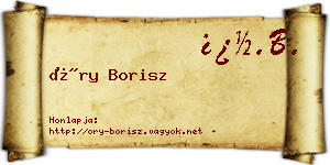 Őry Borisz névjegykártya